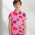 thumbnail image 2 of Gunia Boys Hawaiian Shirt Summer Casual Short Sleeve Shirt Donut Print Classic Button Down Collar Stylish Top Youth Children Beach Polo Shirts for Boy 3-14 Years, 2 of 6