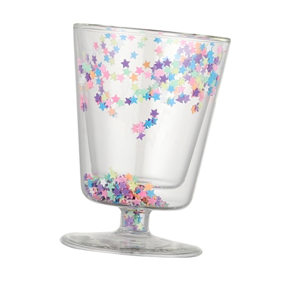 hengtong Double Wall Coffee Cups Star Sequin Glass Cup Drink Mug Espresso Mugs Cappuccino