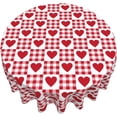 thumbnail image 4 of Nappe de la Saint-Valentin 60 Pouces Ronde Rouge Cœurs d'Amour Carreaux Buffalo Cercle Nappe Romantique Décorative Housse de Table Résistante aux Plis pour Cuisine Salle à Manger Cadeau de Mariage, 4 of 6