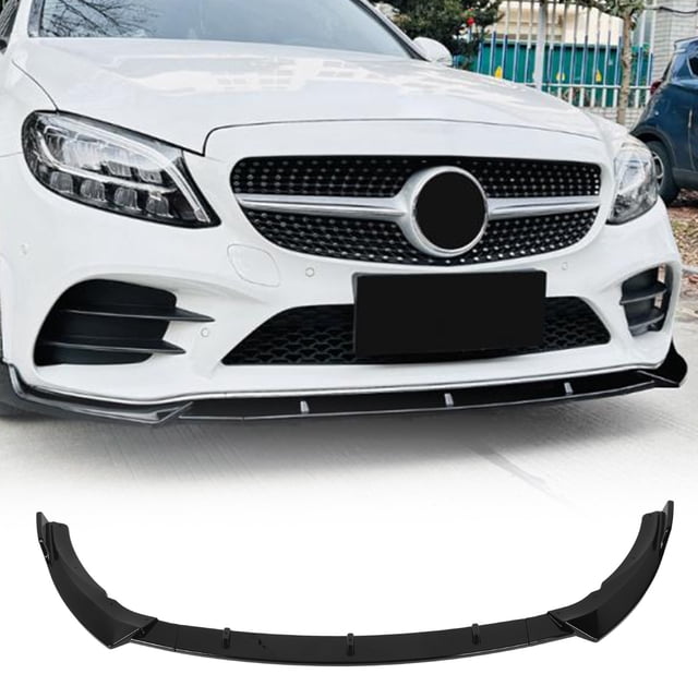 Front Bumper Lip, Front Bumper Lip Spoiler Air Chin Body Kit Splitter, Erodynamic Guard Protector Chin Spoiler Body Kit Replacement for C Class W205 C205 S 205