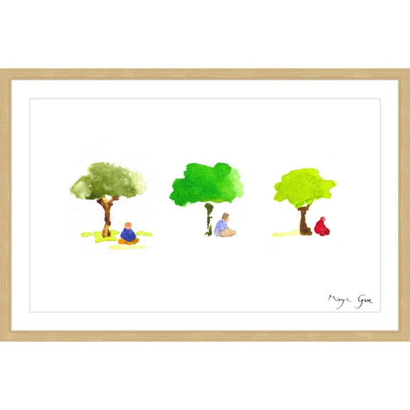Marmont Hill "Three Meditators" by Maya Gur Framed Painting Print