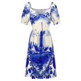 thumbnail image 4 of DUTCH BLUE DELFT : Vintage Windmill on River Print Sleeveless Dress summer dress daily Bride dresses women's summer jumpsuit, 4 of 6