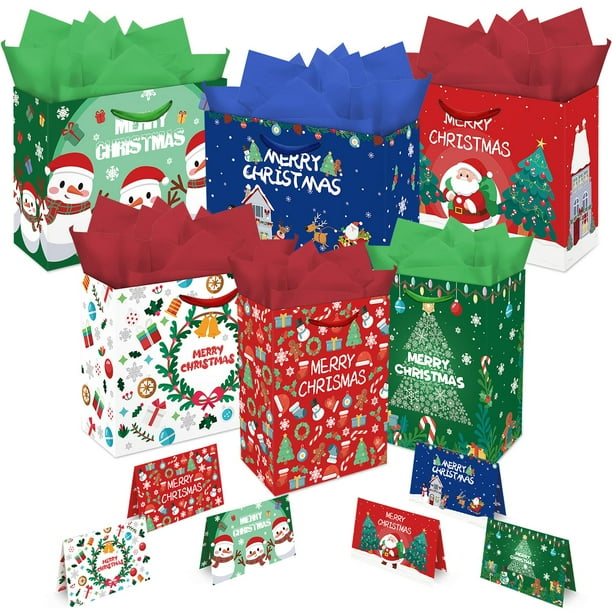 Bolsas de Regalo Aviski Paquete de 6 33x26x13 cm con Tarjetas y Papel Seda