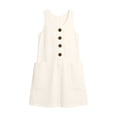 thumbnail image 5 of QUNYINEY White Sun Dresses Women Midi Sleeveless Summer Cotton Linen Tank Dress Casual Loose Fit Crew Neck with Pockets Button Dresses, 5 of 8