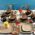 thumbnail image 2 of Gibson Soho Lounge Square 16-Piece Dinnerware Set - Taupe, 2 of 8