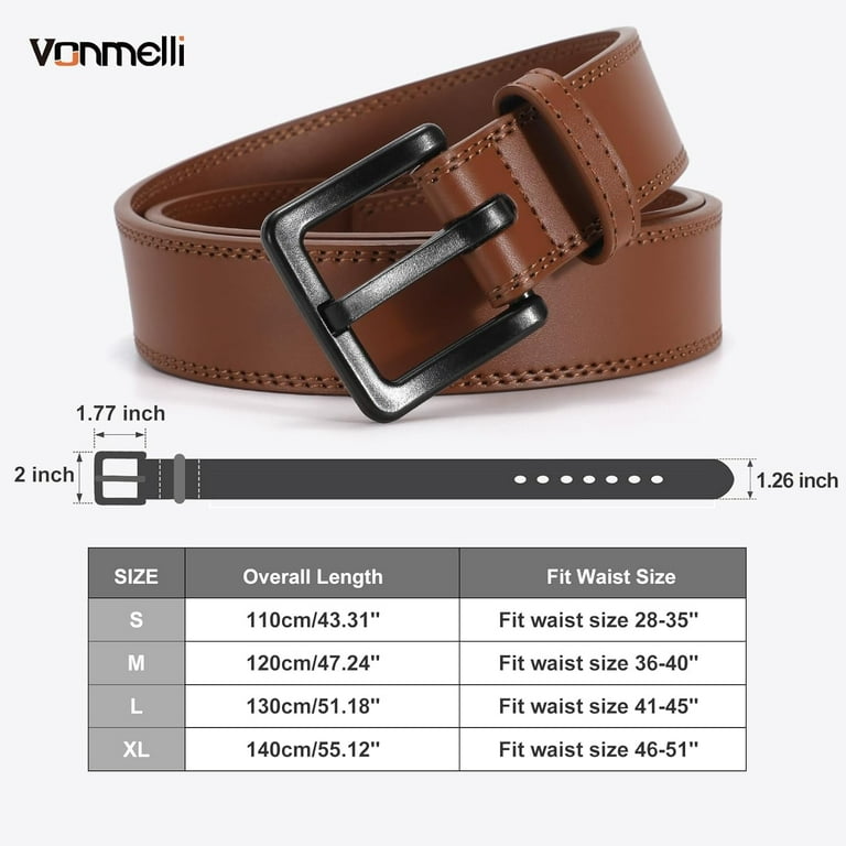 ARAZIYT Nickel Free Leather Belt for Men TSA Approved Non Metal Mens Belt for Jeans with Hypoallergenic Buckle Men s Size Fit Waist 28 35 Brown