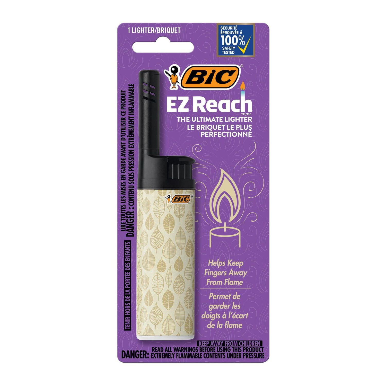 BIC EZ Reach Lighters, The Ultimate Lighter with Extended Wand (1.45-inch), Assorted Colours, 1-Count