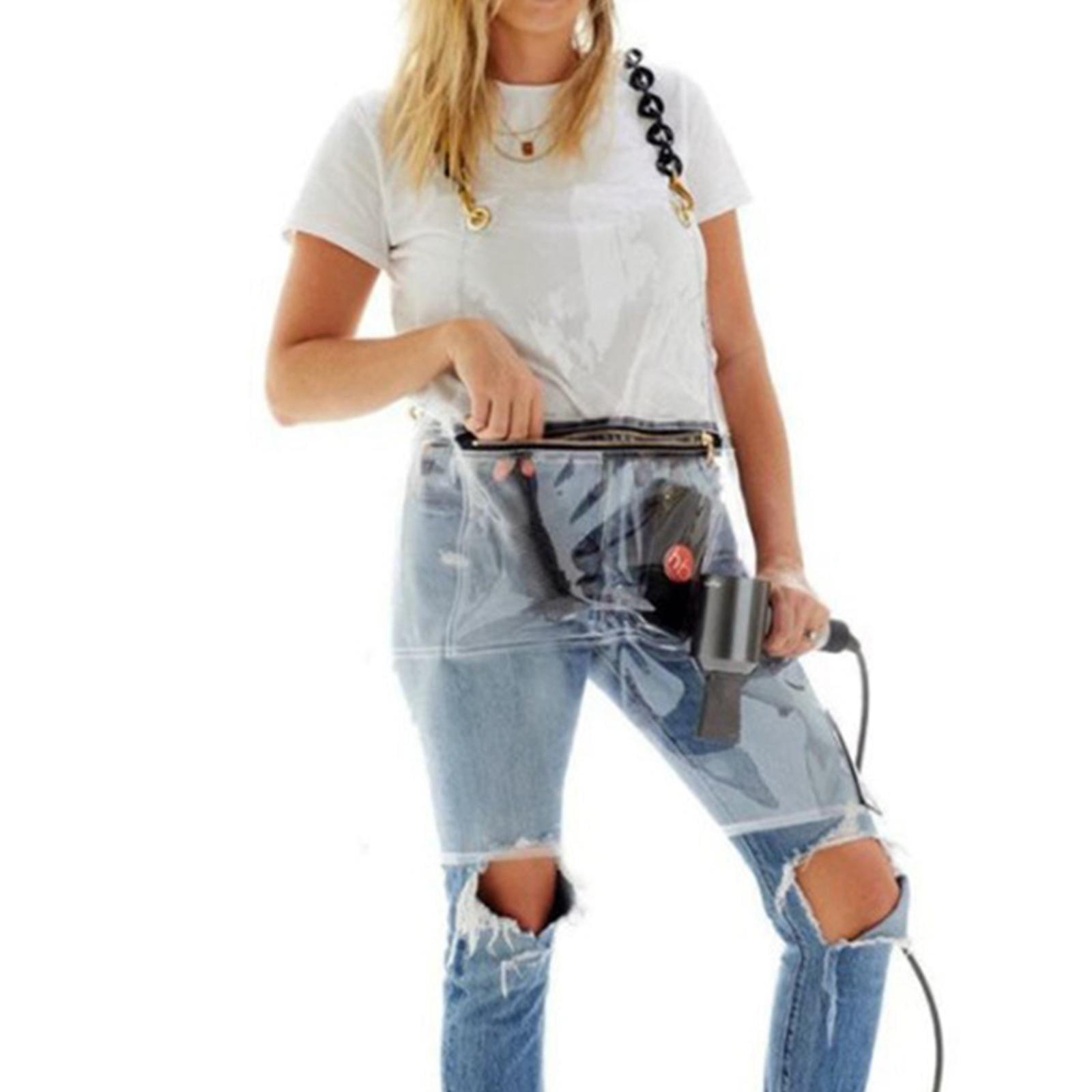 Fiocias Oilproof Apron Baking Apron BBQ Apron Portable with Pocket Lightweight TPU Apron Clear