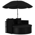 thumbnail image 1 of vidaXL Garden Bed with Parasol Poly Rattan Black, 1 of 5