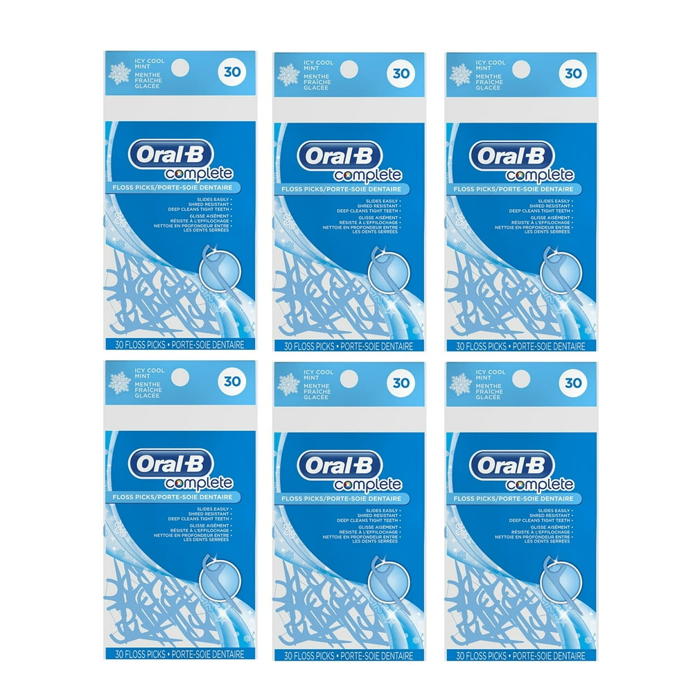 OralB Complete Dental Floss Picks, Icy Cool Mint, 30 Ct, 6 Pack OralB Complete Dental Floss Picks, Icy Cool Mint, 30 Ct, 6 Pack
