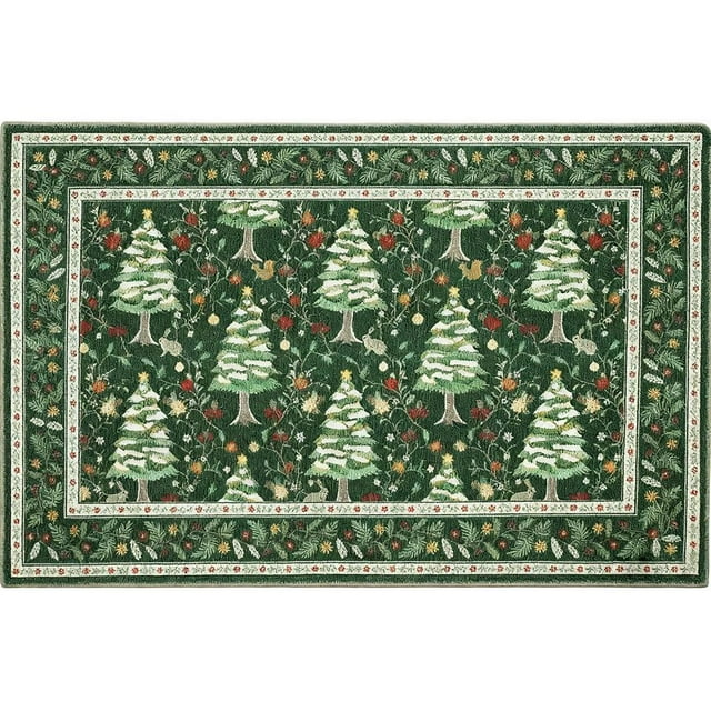 Christmas Tree Door Mat 15.75 23.62inch,Non-Slip Washable for Entryway Indoor,Winter Holiday Welcome Mat,Door Mat for Winter Living Room Bedroom Holiday Decor,Non-Slip PVC Backing