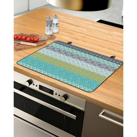 

Teal Blue Geometric Stove Top Covers for Electric Stove Heat Insulation Fireproof Glass Cooktop Cover Counter Top Glass Stove Cover for Prevent Scratches 31 x24 Boho Modern Abstract Aesthetics