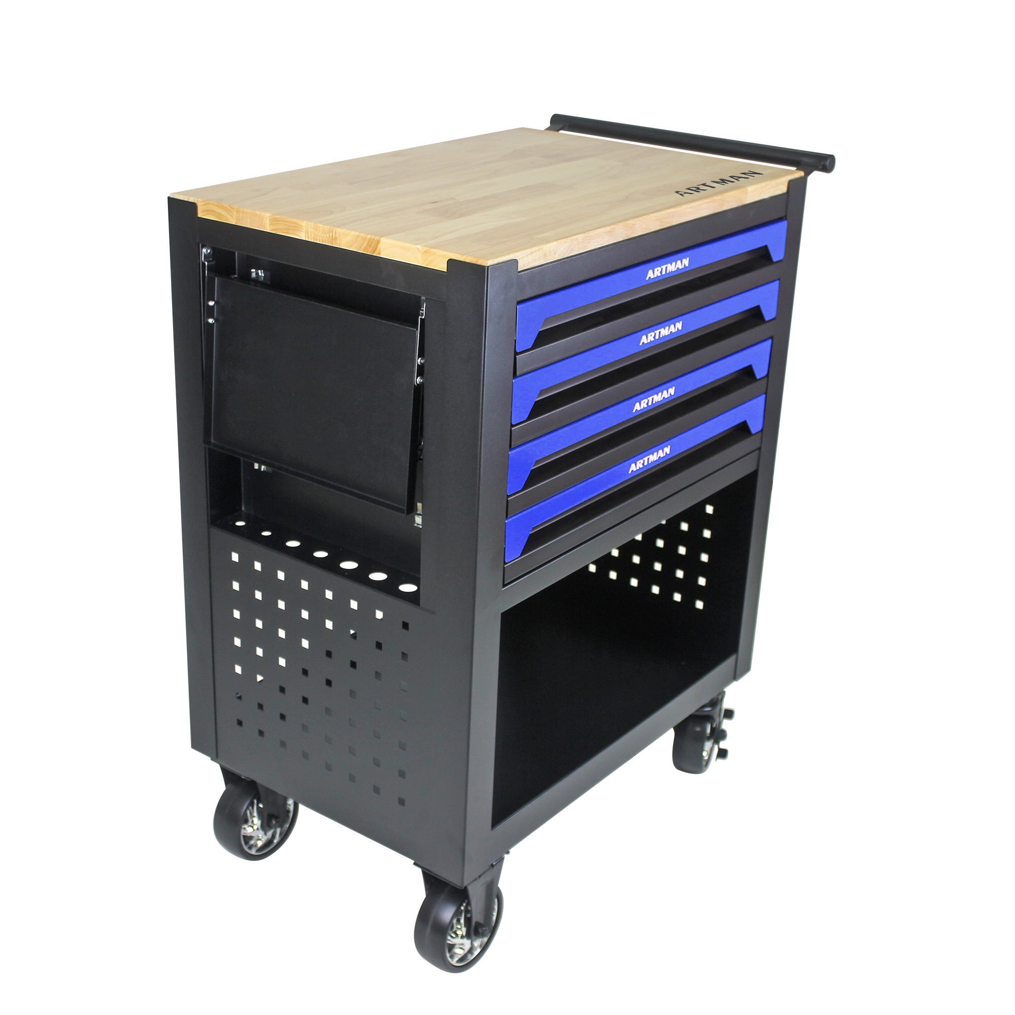Aukfa 30 inch Mechanic's Tool Cart, 700 lb Capacity 4-Drawer Tool Chest on Wheels for Garage, Blue