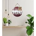 thumbnail image 4 of Eveokoki 11" Welcome Football Front Door Sign Funny Wreaths Hanging Wooden Plaque Decoration Round Rustic Wood Farmhouse Porch Decor for Home Front Door Decor, 4 of 5