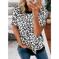 thumbnail image 2 of Blouses T-Shirts Décontractées à Manches Courtes à Blocs de Couleur Rayés pour Femmes, 2 of 4