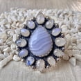 thumbnail image 2 of Handcrafted Blue Agate And Moonstone Statement Ring. made In 925 Sterling Silver. Boho Ring, Two Stone Ring, Boho Jewelry, Gift For Her,...., 2 of 4