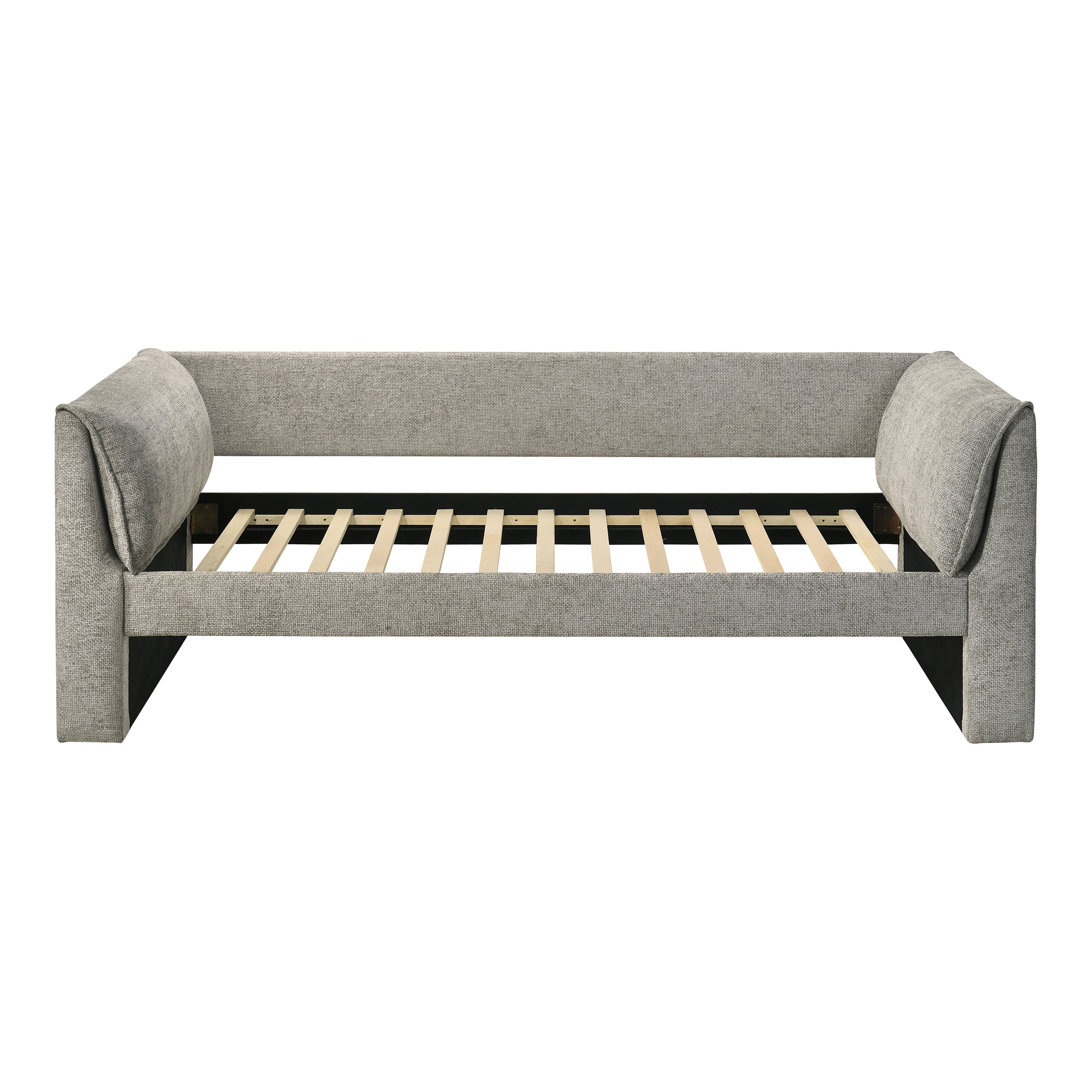 Furniture of America Alonsa Fully Fabric Upholstered Track Arm Twin Daybed with Trundle, Slate Gray