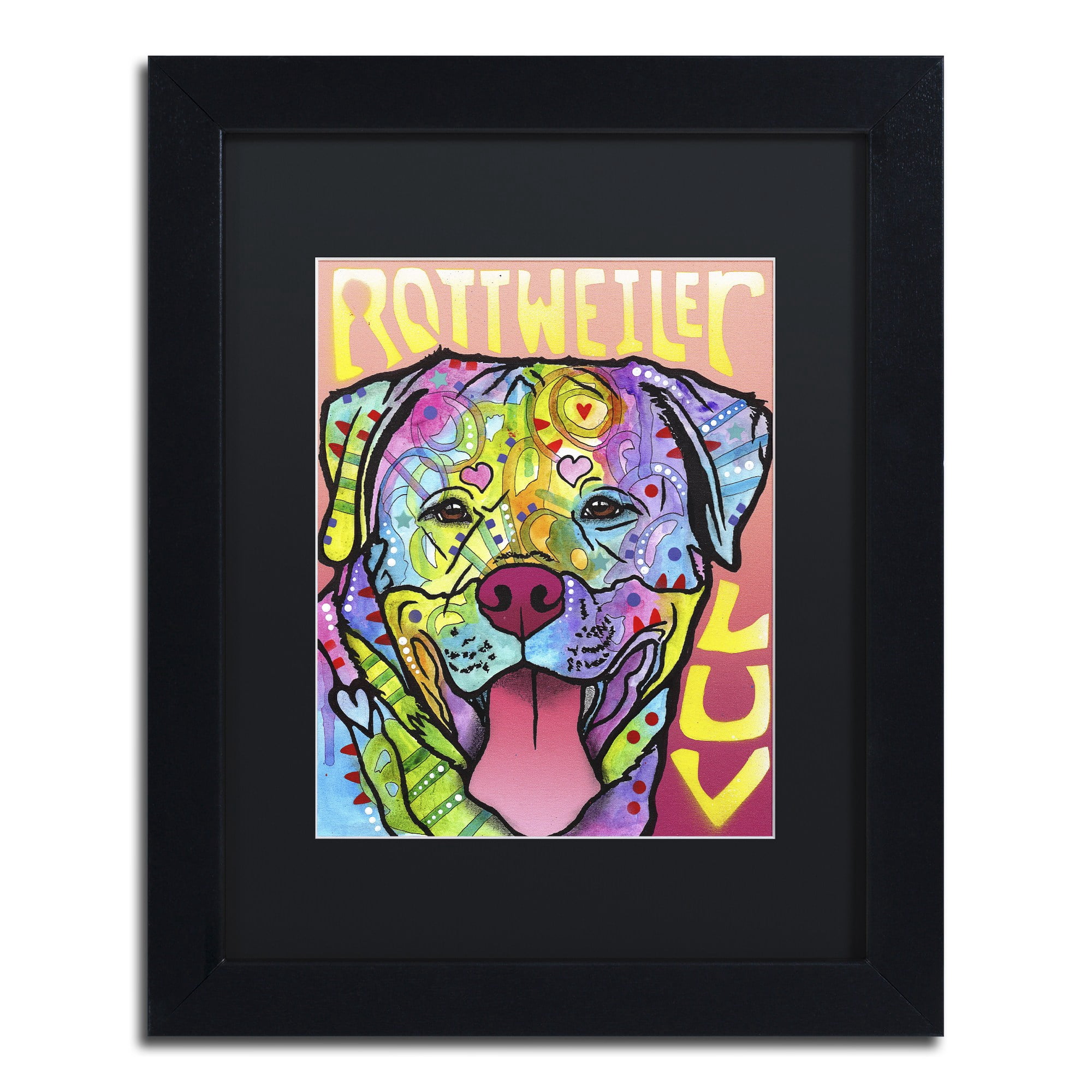 Trademark Fine Art 'Rottweiler  Luv' Canvas Art by Dean Russo, Black Matte, Black Frame