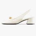 thumbnail image 2 of FSJ Women Elegant Closed Square Toe Chunky Low Heels Slingback Pumps Slip On Loafers Ladies Office Business Shoes Size 4 White, 2 of 6