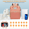 thumbnail image 3 of Diaper Bag Backpack, Multifunctional Baby Diaper Bag with Changing Station, Large Capacity Travel Backpack with Insulated Milk Bottle Pocket&Foldable Crib, USB Charging Port(Pink), 3 of 6