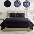 thumbnail image 2 of Lavish Home 3PC Queen Quilt Set - Queen Bedspread and Pillow Shams (Black), 2 of 4