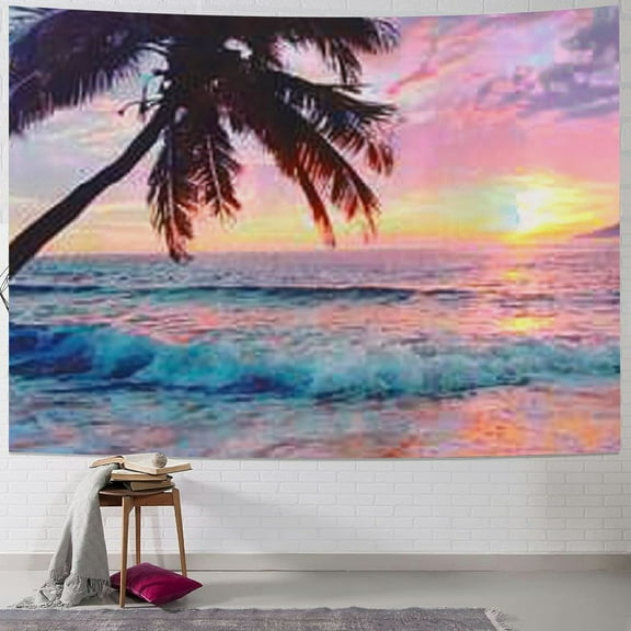 PRATYUS Ocean Tapestry Wall Hanging Sea Beach Wave Sunset Landscape Nature Aesthetic Room Decor for Bedroom Living Room Dorm Backdrops Painting
