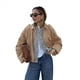 thumbnail image 1 of Chaqueta de Gamuza Sintética para Mujer, Abrigo Informal Holgado de Larga con Solapa y Estilo Urbano A . Caqui S, 1 of 7