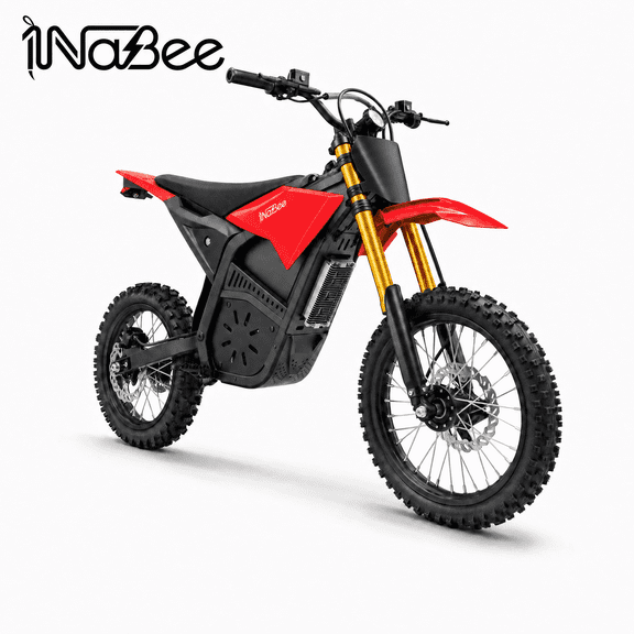 iNaBee 3000W Peak Electric Dirt Bike for Adults Teens, 48V 20Ah Battery, Up to 37 MPH, 40  Miles Range, Hydraulic Suspension, Disc Brakes,red