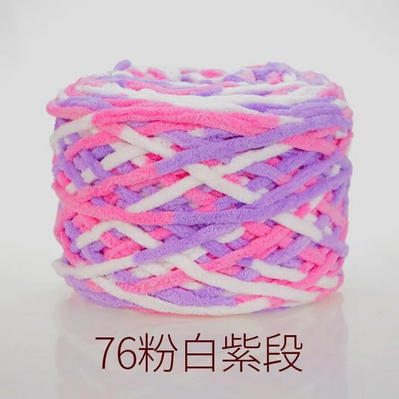 Namzi Cotton Crochet Yarn, Thin Yarn for Crocheting, Soft Durable Polyester Yarn for Hand Knitting & DIY Craft Projects, Yarn, 2 Roll.Pink White Purple