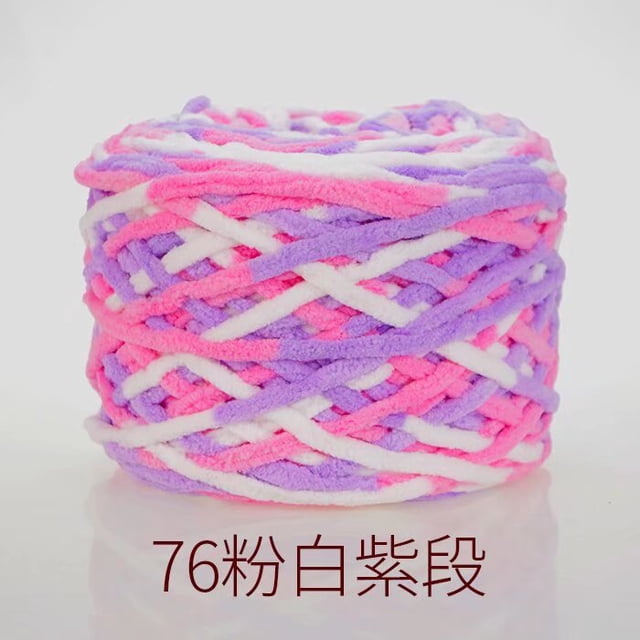 Nvzi Hilo de algodón para ganchillo, hilo fino para tejer a ganchillo, hilo de poliéster suave y duradero para tejer a mano y proyectos de manualidades, 2 rollos. Rosa + Blanco + Morado