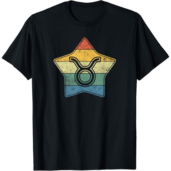 Zodiac Sign Taurus - Symbol without Text as Vintage Star T-Shirt men and women can wear, black, white, gifts