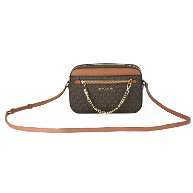 Michael Kors Bolso Bandolera de PVC con la Firma Jet Set para Mujer, Marrón