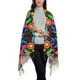 thumbnail image 3 of Cauagu Colorful Floral Embroidery Mexican Print Women Wrap Shawl tassels Scarves Retro Scarf 77.6"X28.3", 3 of 8