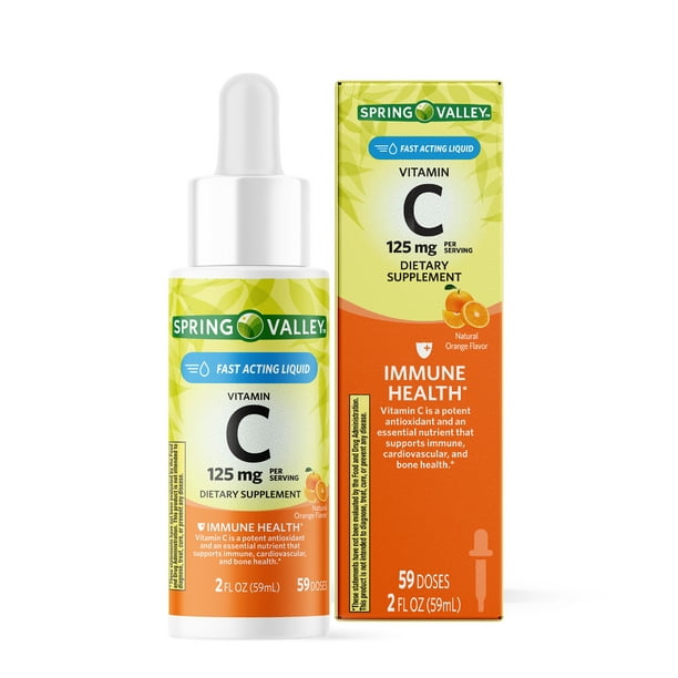 Spring Valley Liquid Vitamin C, Immune Health, 125mg, Orange Flavor, 2