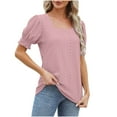 thumbnail image 4 of ALLLIST Womens Tops Clearance Under $5 Gold Short Sleeve Hollow Solid Square Neckline T-Shirts Blouses for Women Dressy Casual XXL, 4 of 4