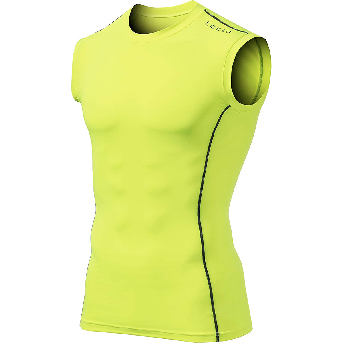 neon yellow sleeveless shirt