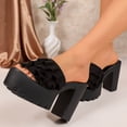 thumbnail image 6 of GERsome Platform Chunky Heels Sandals for Women Open Toe Summer Slip-On High Heels Slide Dress Party Wedding Shoes, Black Size 6.5, 6 of 9