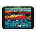 thumbnail image 1 of Aloha Bath Mat, Hawaii Surf Paradise Graphics Interpretation of Waves Palm Trees Tropical Setting, Plush Bathroom Decor Mat with Non Slip Backing, 29.5" X 17.5", Multicolor, by Ambesonne, 1 of 2