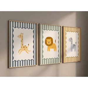 Safari Animal Nursery Boho Jungle Nursery Safari Animals Gender Neutral Jungle Animals Poster Set 3 Poster Only