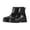Black, variant on Xfvqtps Womens Ankle Rain Boots Solid Color Waterproof Non-Slip Rubber Garden Shoes Chunky Flat Sole Rainy Day Footwear