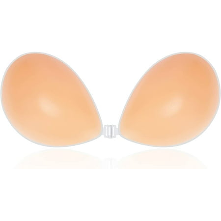 

Adhesive Bra Strapless Sticky Invisible Push up Silicone Bra for Backless Dress with Nipple Covers(2 pcs)
