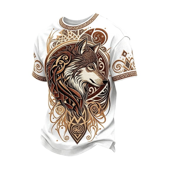 CONZONE Mens Viking T-Shirts Short Sleeve T Shirts for Men Crew Neck Norse Mythology Graphic Y2K Casual Summer Tee Tops
