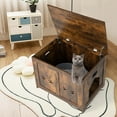 thumbnail image 3 of Gymax Wooden Cat Litter Box Enclosure Flip-Top Hidden Washroom Bench w/ Side Entrance, 3 of 10