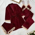 thumbnail image 1 of TaTaai Women's Velvet Pajamas Set, Four Piece Lounge Wear Suit, Elegant Soft Home Outfit, Cozy Christmas and Valentine's Day Sleepwear Gift, 1 of 5