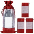 thumbnail image 1 of Miangastore Sac en Toile de Jute Rouge Lin 4 Pcs 11.8X5.5X5.5In, 1 of 8
