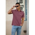 thumbnail image 4 of QDG Mens Polo Short Sleeve Shirt Casual Summer Classic Collared T-Shirt Basic Button Tee with Pocket Wine Red L, 4 of 8