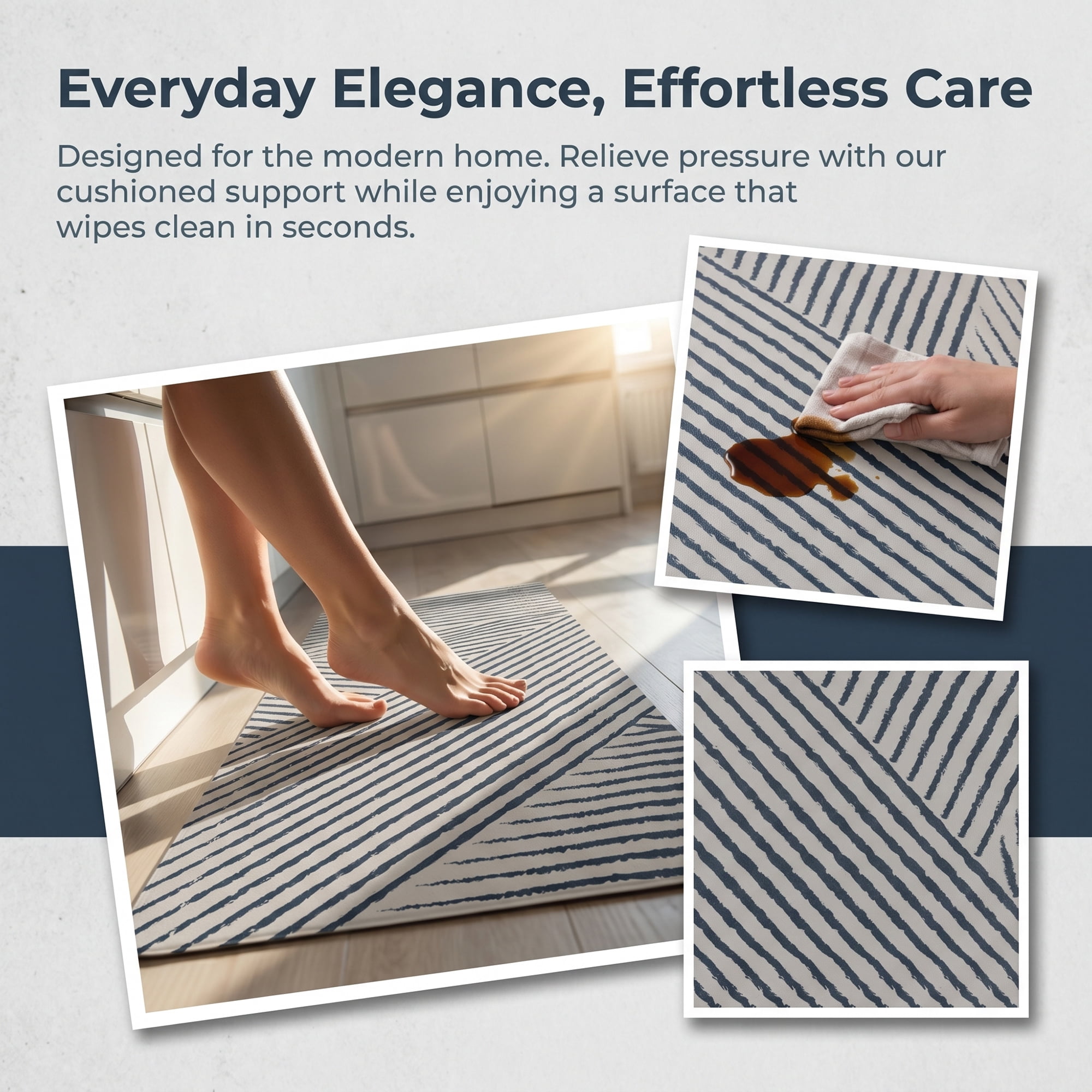 Unique Bargains Geometric Anti Waterproof Cushioned Comfort Rug Blue 47" x 18"