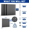 thumbnail image 4 of WORKPRO 4-Pack 12"x12" Metal Pegboard Panels, Heavy Duty Modular Wall Organizer for Garage, Workshop, Kitchen, Craft Room, Black Tool Storage Board, 4 of 7