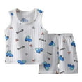 thumbnail image 1 of Cathalem Ensemble 2 Pcs pour Garçon, Shorts Athlétiques et T-Shirt Performance, Col Rond, Bleu 100, 1 of 3