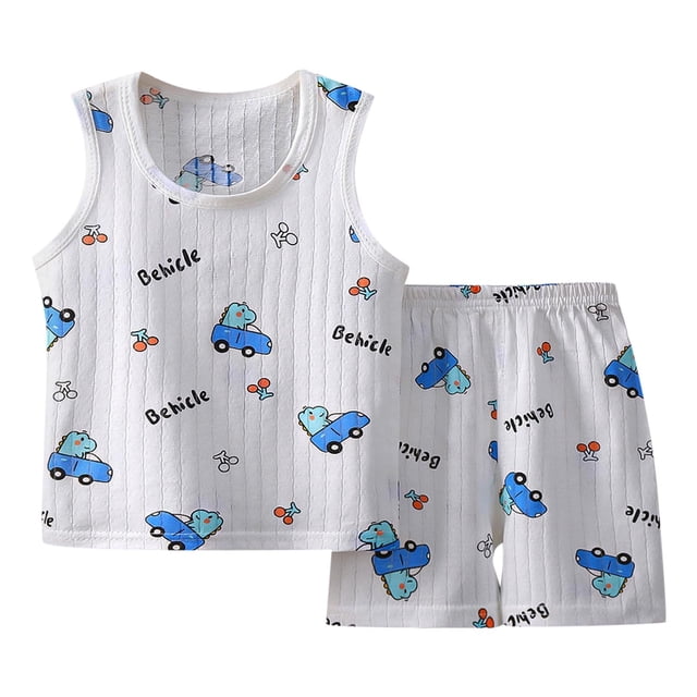 Cathalem Ensemble 2 Pcs pour Garçon, Shorts Athlétiques et T-Shirt Performance, Col Rond, Bleu 100